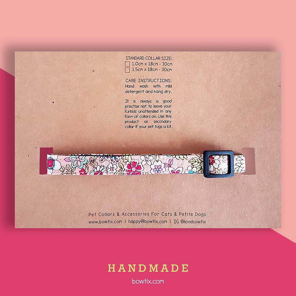 Bowtix Handmade Cat Collar With Removable Bowtie - Gardenful of Pink - Kohepets