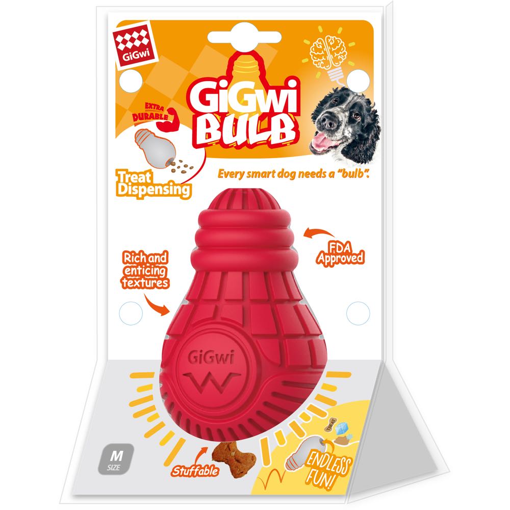 KOHE-VERSARY 10% OFF: GiGwi Bulb Treat Dispenser Rubber Dog Toy (Medium)