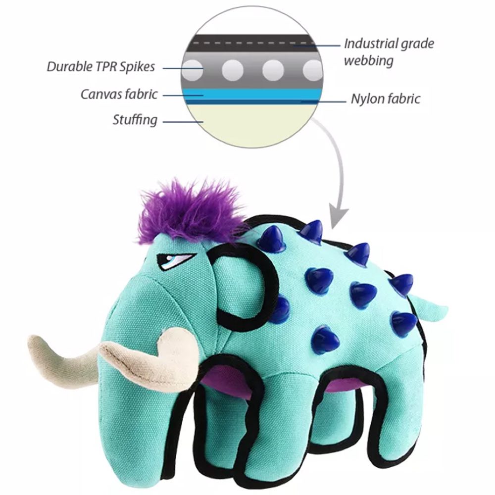 KOHE-VERSARY 10% OFF: GiGwi Duraspikes Extra Durable Plush Dog Toy (Light Blue Elephant)