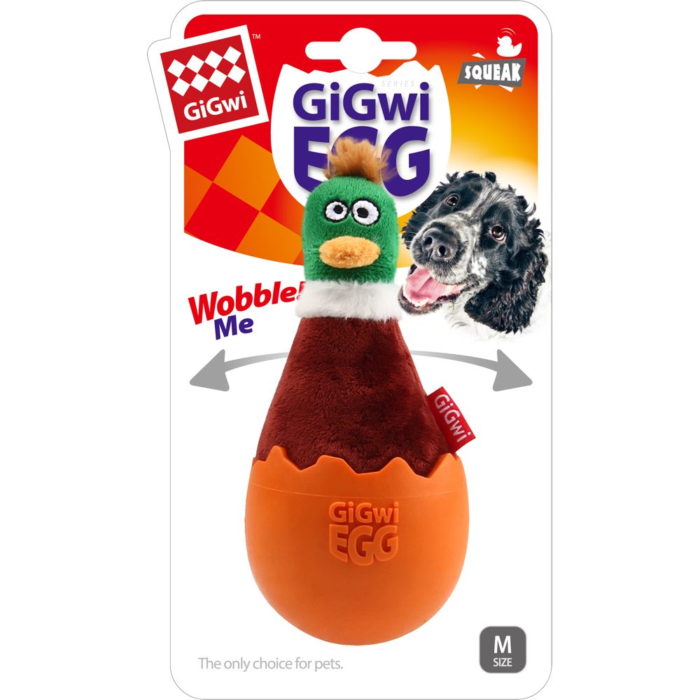 KOHE-VERSARY 10% OFF: GiGwi Egg Wobble TPR & Plush Dog Toy (Duck)