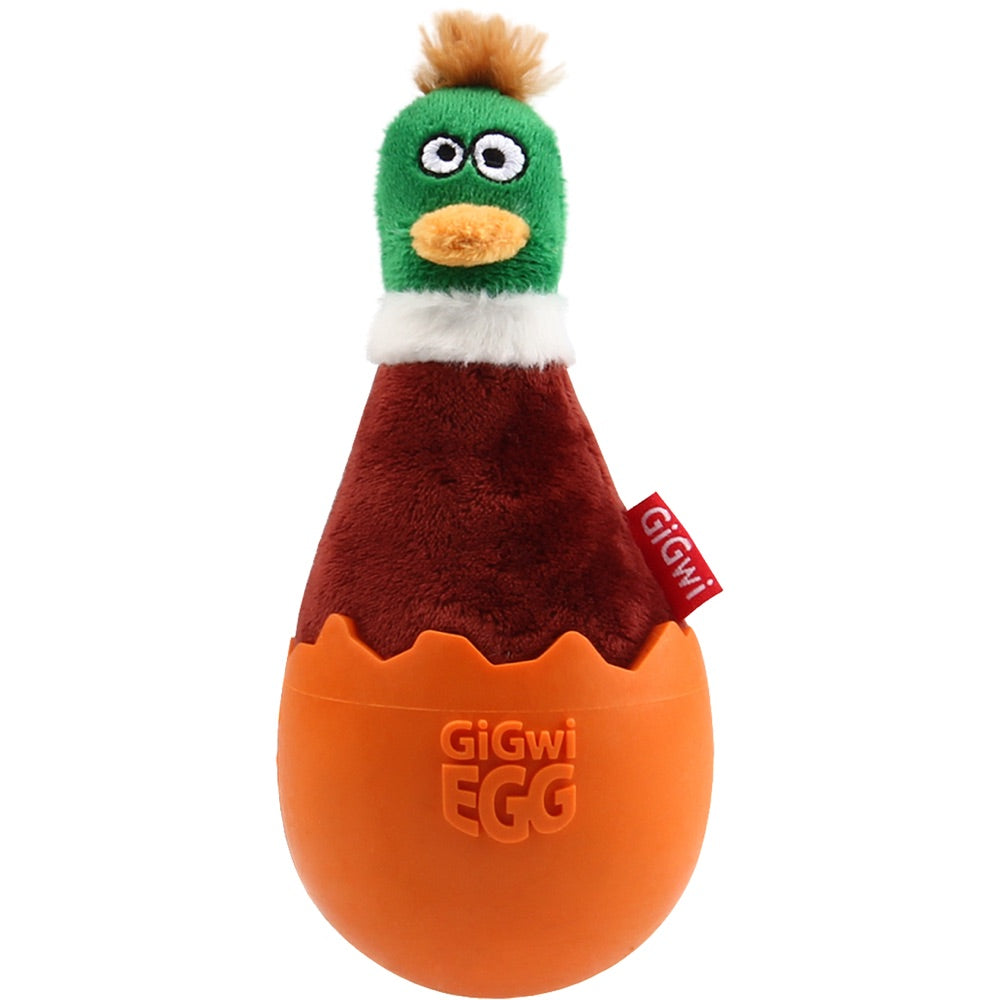 KOHE-VERSARY 10% OFF: GiGwi Egg Wobble TPR & Plush Dog Toy (Duck)