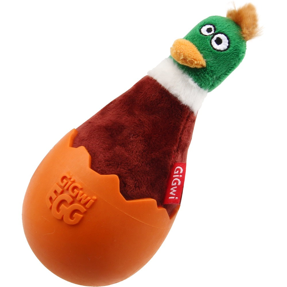 KOHE-VERSARY 10% OFF: GiGwi Egg Wobble TPR & Plush Dog Toy (Duck)
