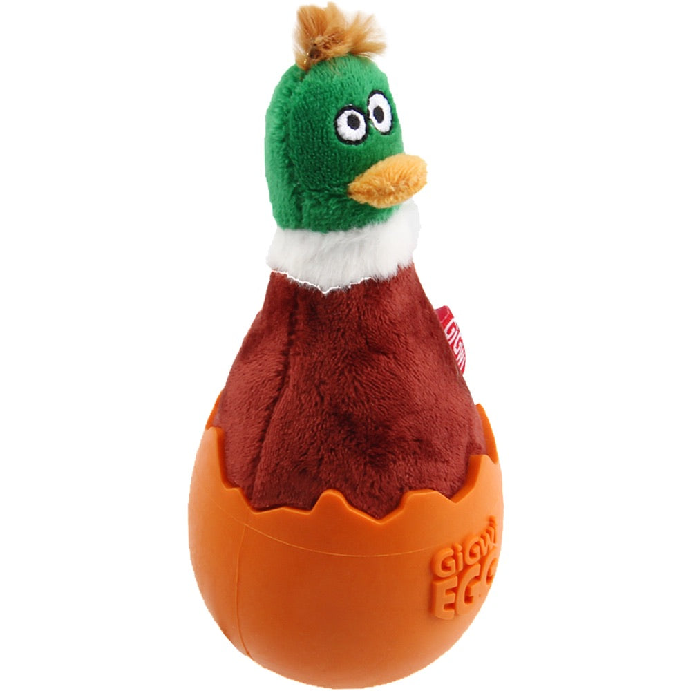 KOHE-VERSARY 10% OFF: GiGwi Egg Wobble TPR & Plush Dog Toy (Duck)