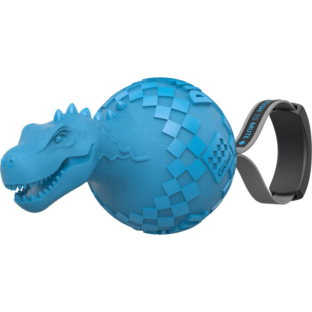 GiGwi Push To Mute Dinoball T-Rex Dog Toy (Light Blue) - Kohepets