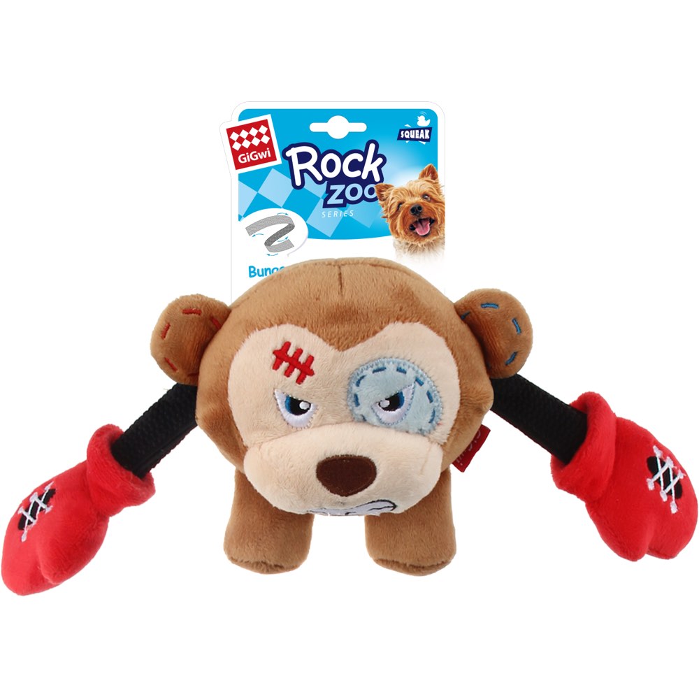 KOHE-VERSARY 10% OFF: GiGwi Rock Zoo Bungee Plush Dog Toy (Monkey)