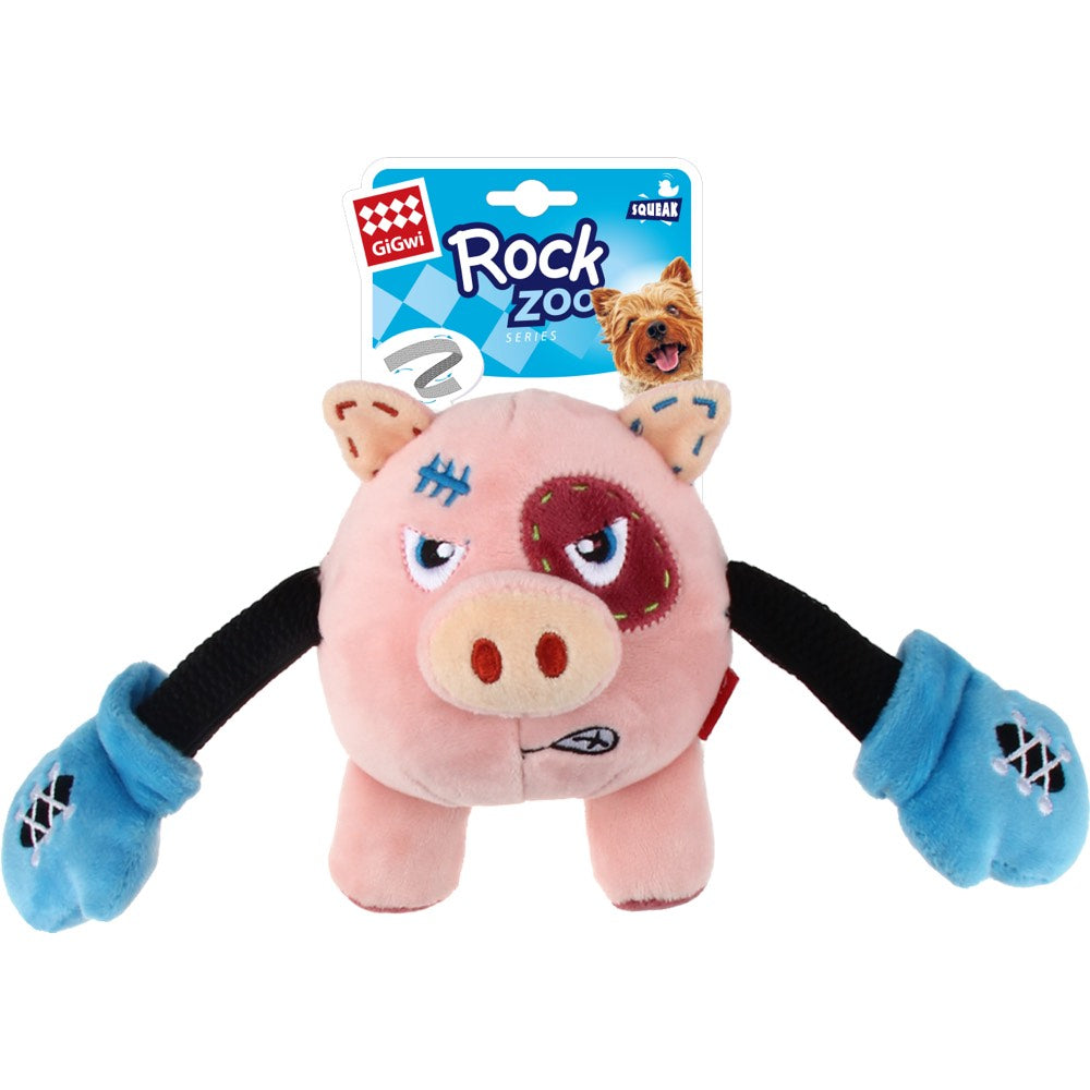 KOHE-VERSARY 10% OFF: GiGwi Rock Zoo Bungee Plush Dog Toy (Pig)