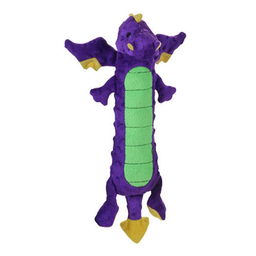 GoDog Purple Skinny Dragon Plush Dog Toy - Kohepets