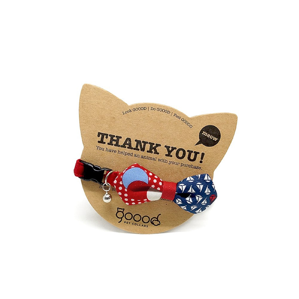 Goood Pet Collars Mighty Angled Bow Handmade Cat Collar - Mooonsails - Kohepets