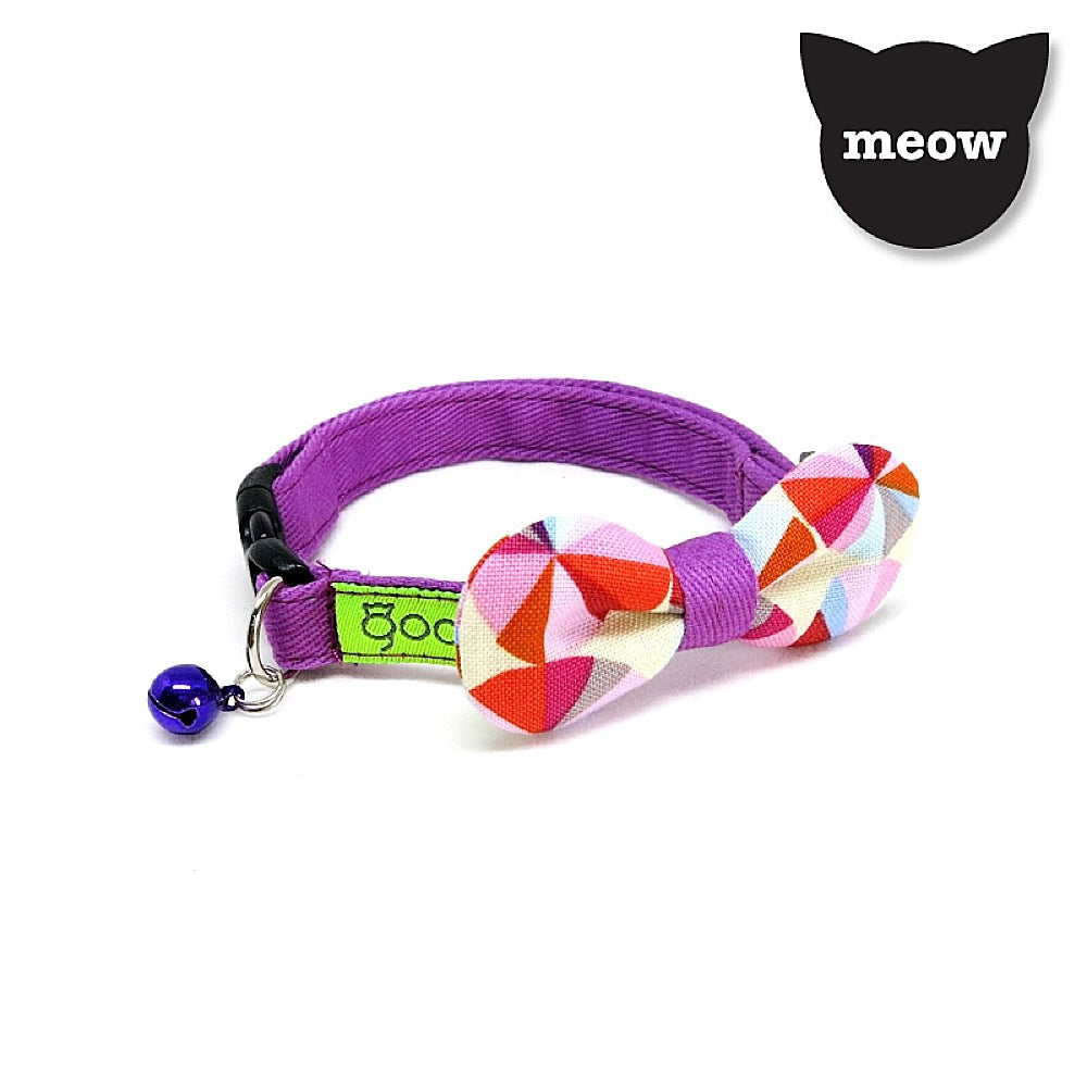 Goood Pet Collars Rounded Bow Handmade Cat Collar - Grapey Charts - Kohepets
