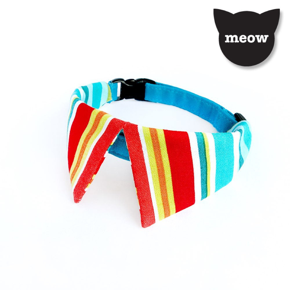 Goood Pet Collars Sharp Dapper Handmade Cat Collar - Rainbow Lines - Kohepets