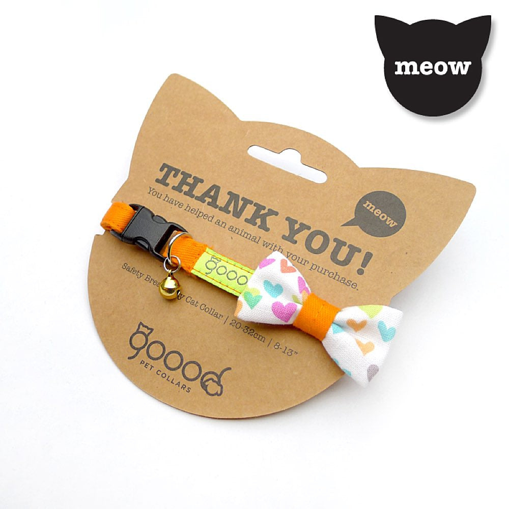 Goood Pet Collars Smarty Bow Handmade Cat Collar - Citrus Hearts - Kohepets
