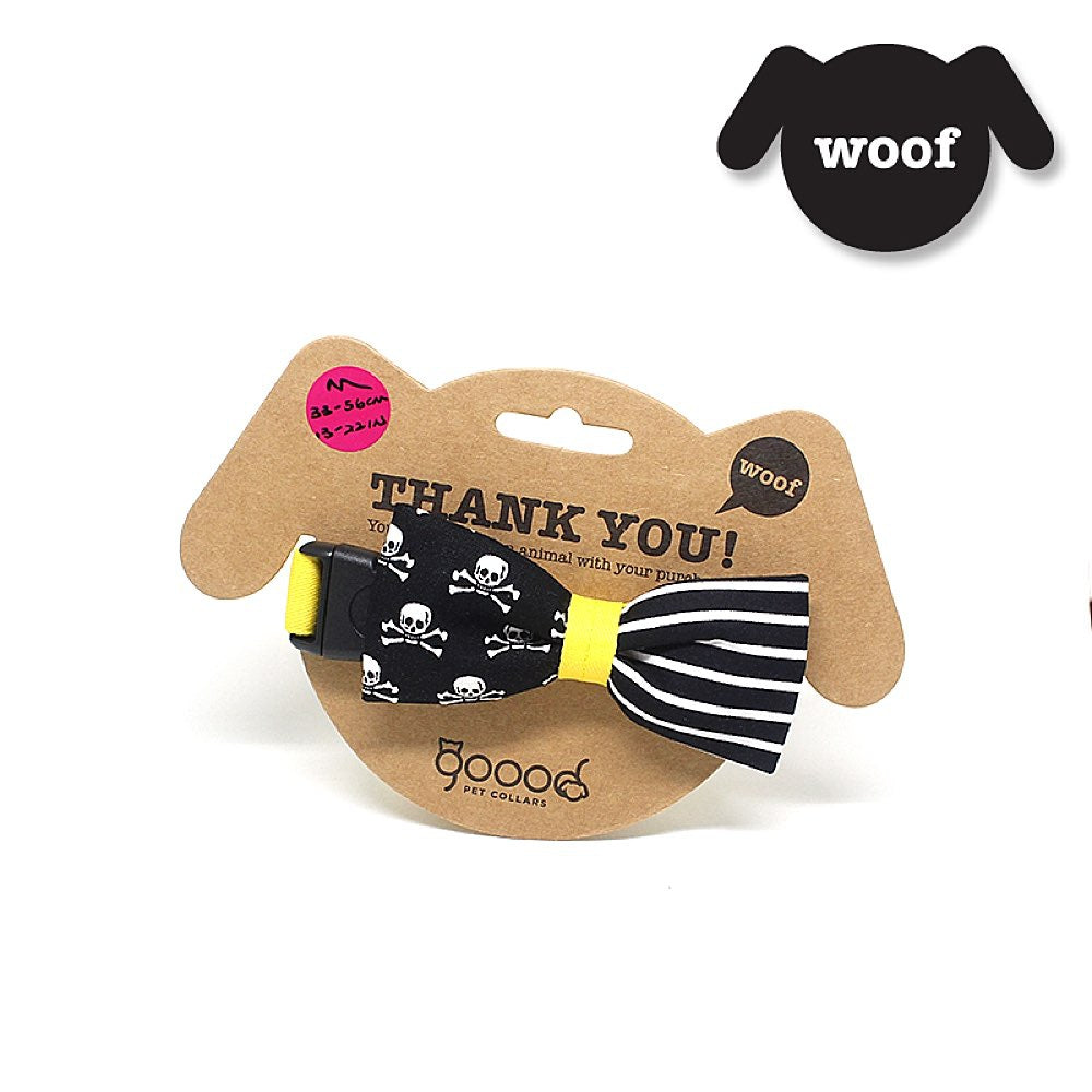 Goood Pet Collars Smarty Bow Handmade Dog Collar - Stripes & Skulls - Kohepets