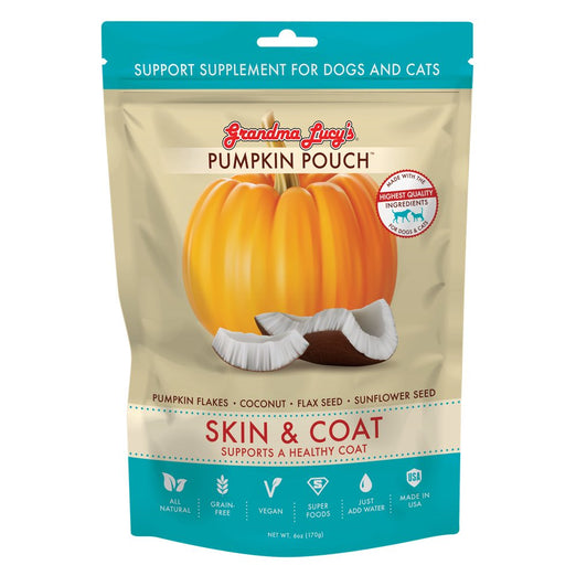 Grandma Lucy’s Pumpkin Pouch Skin & Coat Supplement For Cats & Dogs 6oz - Kohepets