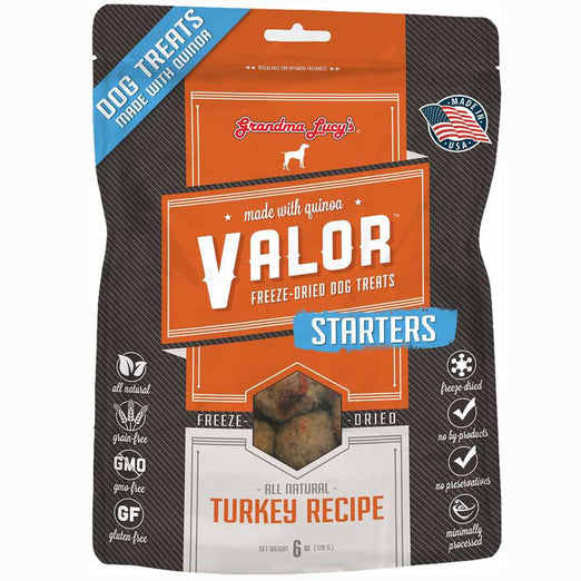 Grandma Lucy's Valor Starters Turkey Freeze-Dried Grain-Free Dog Treats 6oz - Kohepets