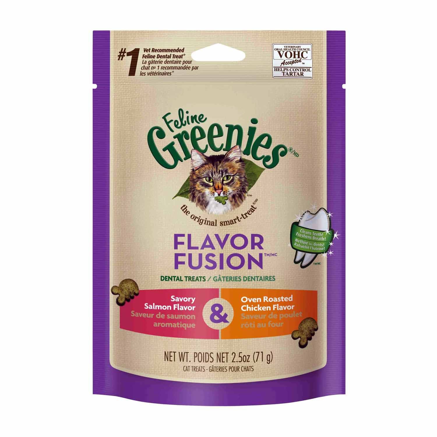 Greenies Flavor Fusion Salmon & Chicken Cat Dental Treats 2.5oz - Kohepets