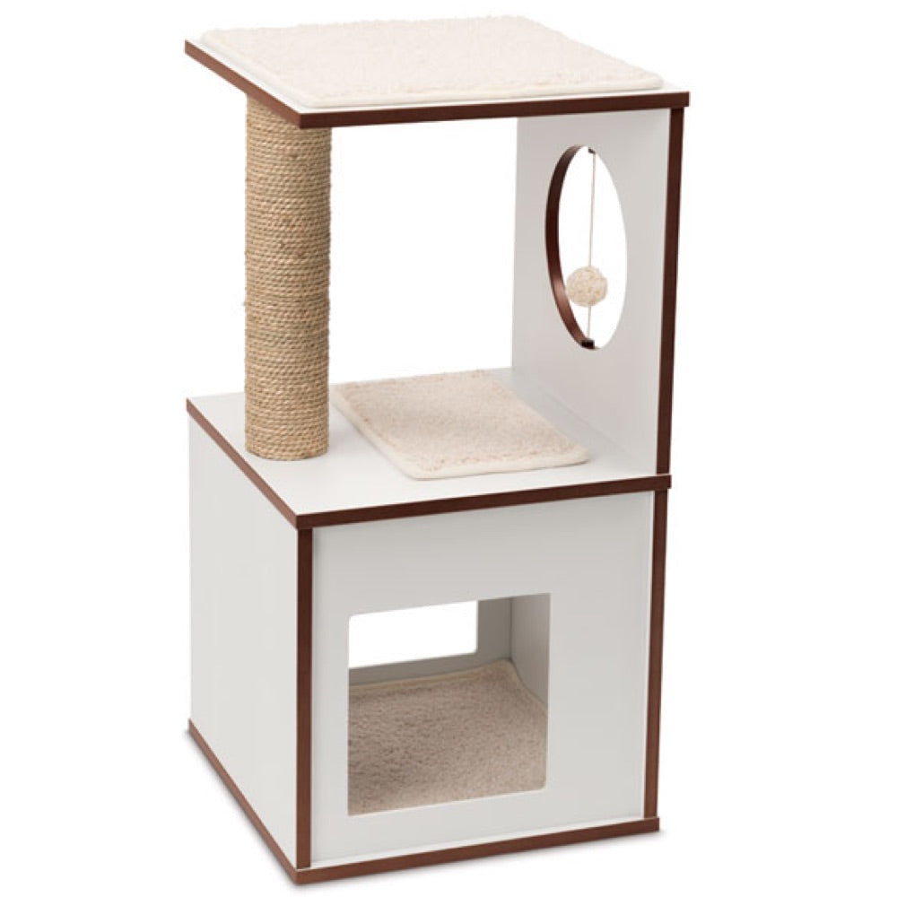 Vesper V-Box In White Small Cat Condo - Kohepets