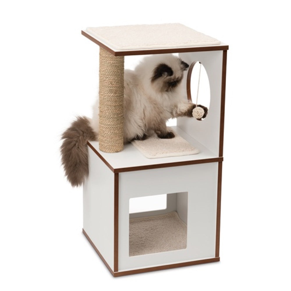 Vesper V-Box In White Small Cat Condo - Kohepets