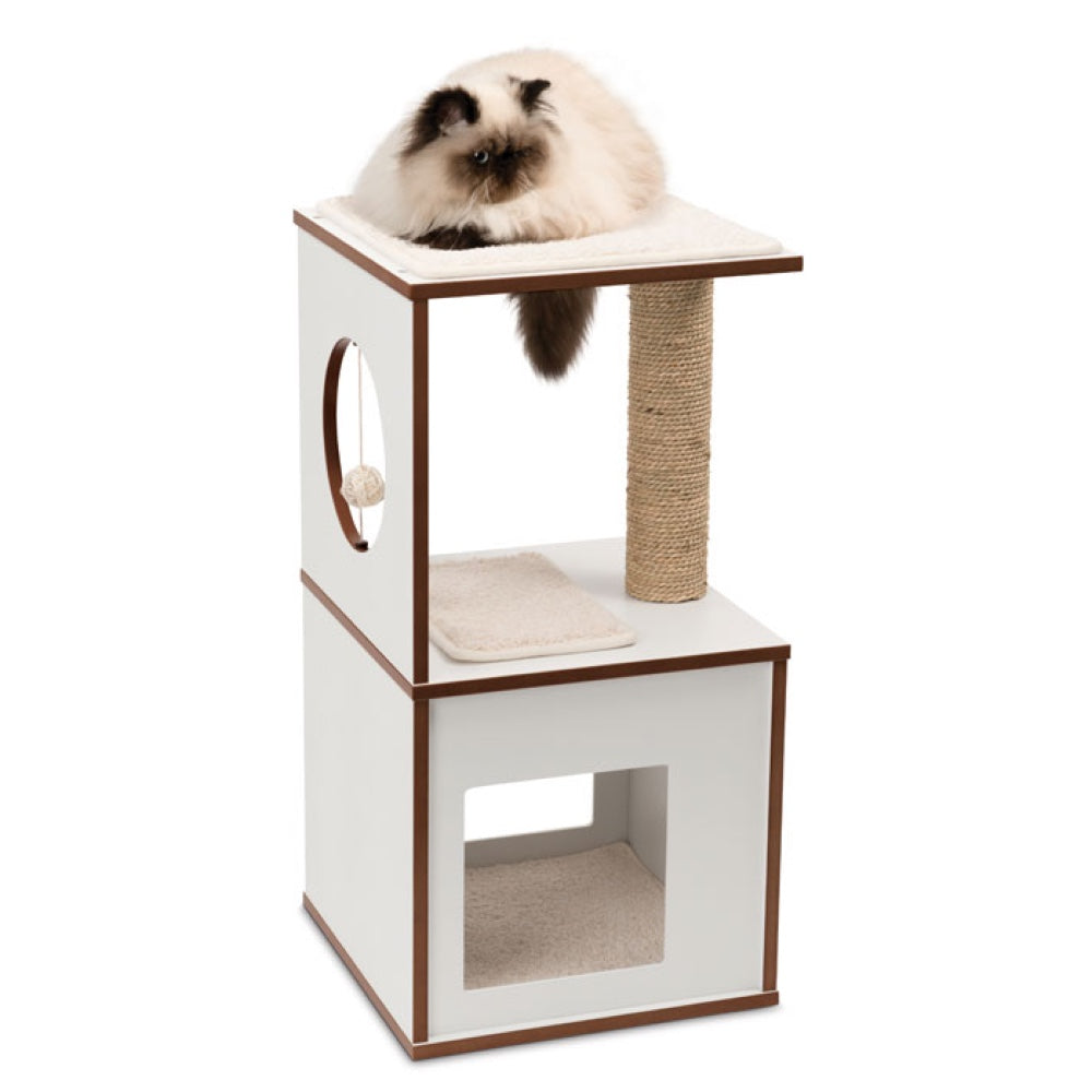 Vesper V-Box In White Small Cat Condo - Kohepets