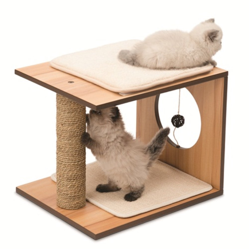 Vesper V-Stool In Walnut Cat Post - Kohepets