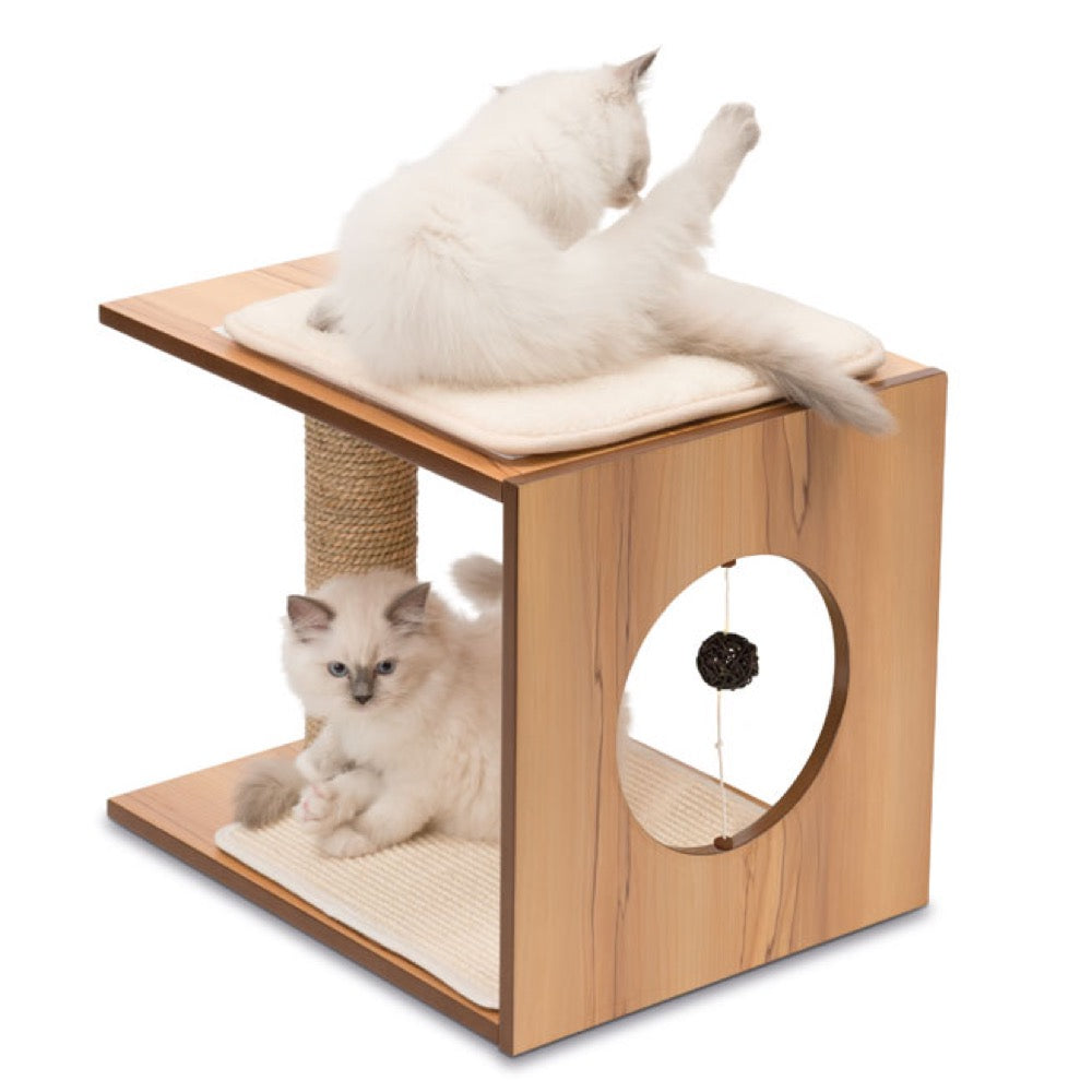 Vesper V-Stool In Walnut Cat Post - Kohepets