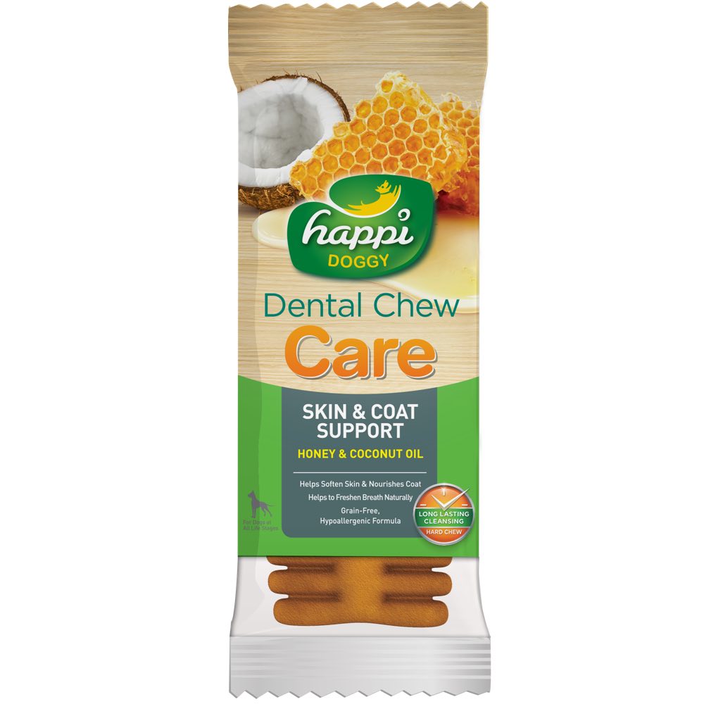 Happi Doggy Dental Chew Care Honey & Coconut Oil Skin & Coat Support 4" - Kohepets