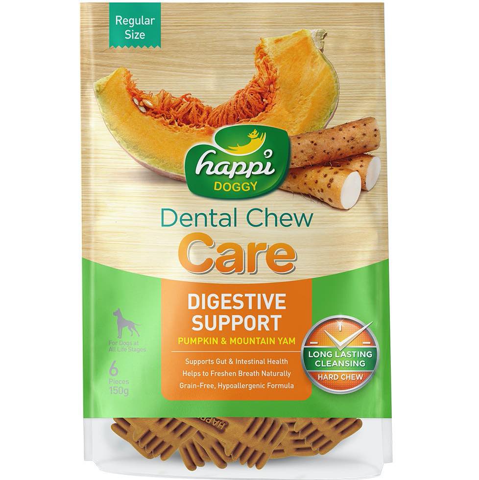 2 FOR $15.80: Happi Doggy Dental Chew Care Pumpkin & Mountain Yam Digestive Support 150g - Kohepets
