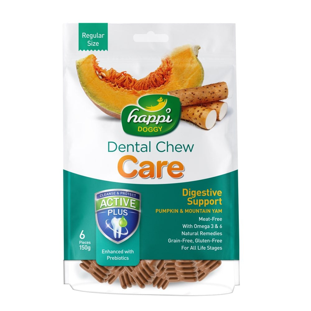 2 FOR $15.80: Happi Doggy Care Digestive Support Pumpkin & Mountain Yam Dental Dog Chew 150g - Kohepets