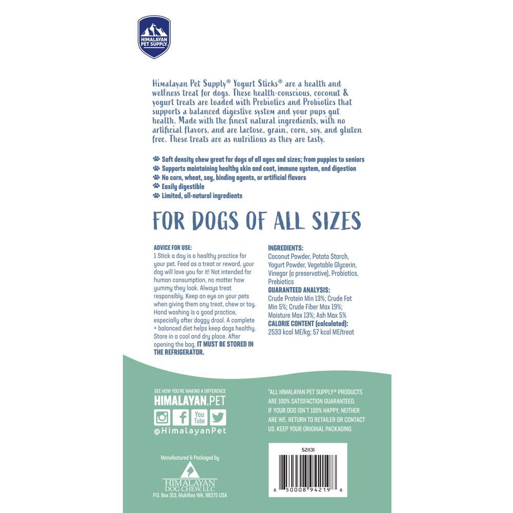 33% OFF (Exp11Feb24): Himalayan Pet Supply Yogurt Sticks Plain Grain-Free Dog Treats 5pc