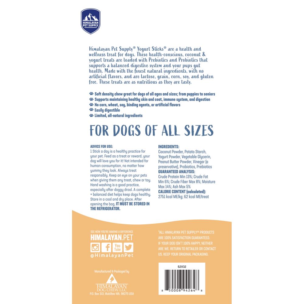 Himalayan Pet Supply Yogurt Sticks Peanut Butter GrainFree Dog Treats