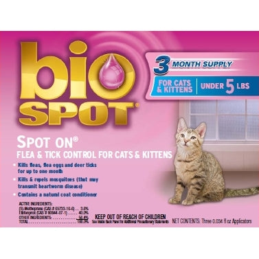 Bio Spot Spot On Flea & Tick Control For Cats - Over 5Lbs - Kohepets