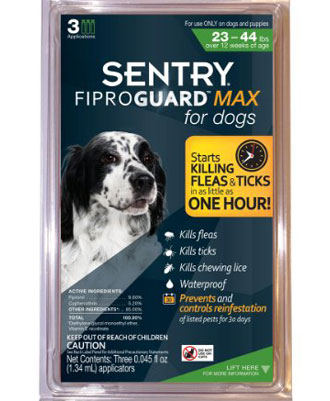 Sentry Fiproguard Max Flea And Tick Squeeze-On For Dogs 10Kg To 20Kg 3ct - Kohepets