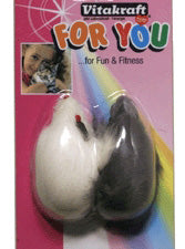 Vitakraft 2 Fur Squeaking Mice With Long Rabbit Fur Cat Toy - Kohepets
