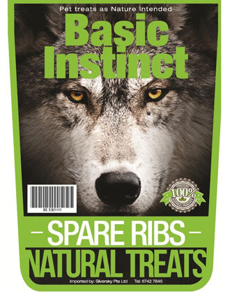 Basic Instinct Spare Ribs Natural Dog Treats 500g - Kohepets
