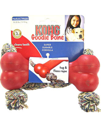 Kong Goodie Bone With Rope Dog Toy Medium - Kohepets