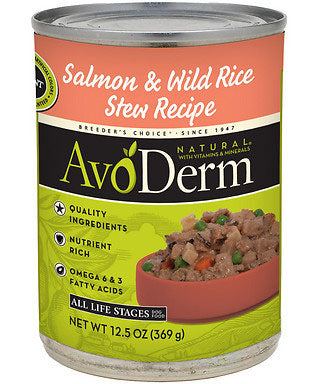 Avoderm Natural Salmon And Wild Rice Stew Canned Dog Food 368g - Kohepets