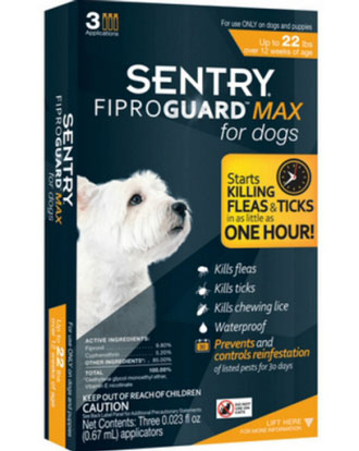 Sentry Fiproguard Max Flea And Tick Squeeze-On For Dogs Up To 10Kg 3ct - Kohepets