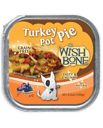 Wishbone Grain Free Turkey Pot Pie Tray Dog Food 100g - Kohepets