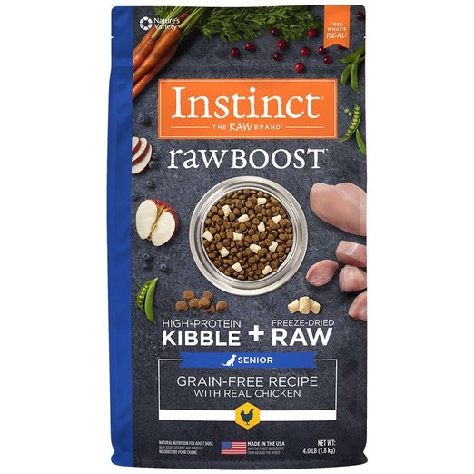 Instinct Raw Boost Real Chicken Grain-Free Senior Dry Dog Food 4lb - Kohepets