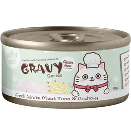 Jollycat Fresh White Meat Tuna & Anchovy In Gravy Grain-Free Canned Cat Food 80g