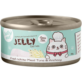 Jollycat Fresh White Meat Tuna & Anchovy In Jelly Grain-Free Canned Cat Food 80g