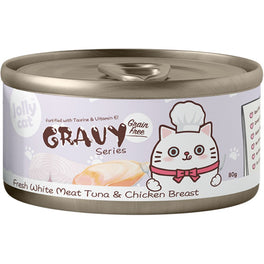 Jollycat Fresh White Meat Tuna & Chicken Breast In Gravy Grain-Free Canned Cat Food 80g