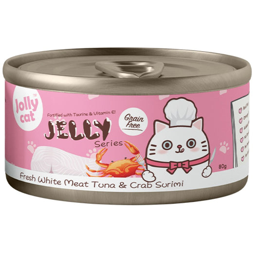 Jollycat Fresh White Meat Tuna & Crab Surimi In Jelly Grain-Free Canned Cat Food 80g