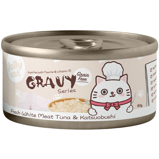 Jollycat Fresh White Meat Tuna & Katsuobushi In Gravy Grain-Free Canned Cat Food 80g