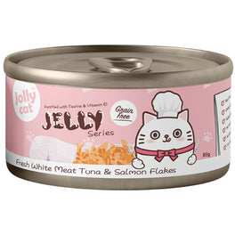 Jollycat Fresh White Meat Tuna & Salmon Flakes In Jelly Grain-Free Canned Cat Food 80g