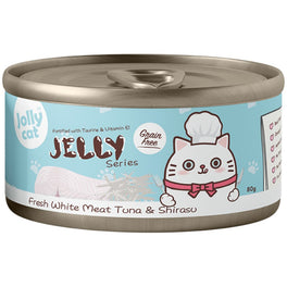 Jollycat Fresh White Meat Tuna & Shirasu In Jelly Grain-Free Canned Cat Food 80g