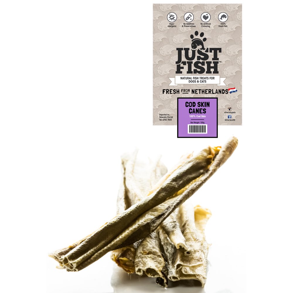 Just Fish Cod Skin Canes Dog & Cat Treats 100g - Kohepets