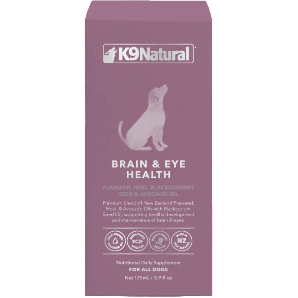 Image showcasing K9 Natural Brain & Eye Health Oil Dog Supplement 175ml | Kohepets