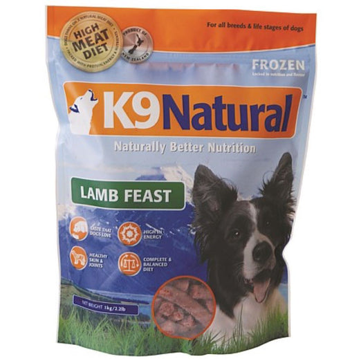K9 Natural Raw Frozen Lamb Feast Dog Food 1kg - Kohepets