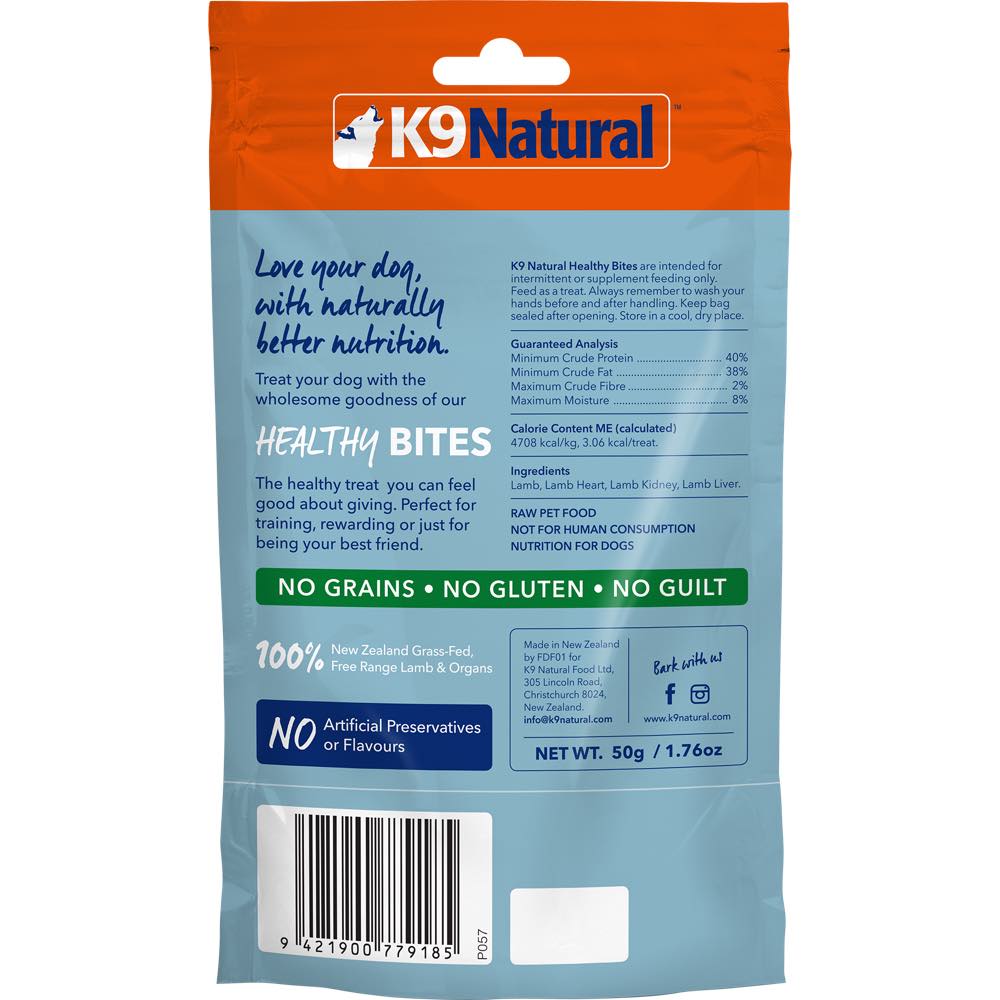 K9 Natural Healthy Bites Lamb Freeze-Dried Dog Treats 50g - Kohepets