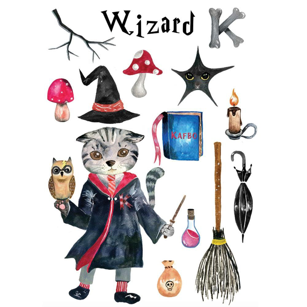 Kafbo Castle Cat Cube With The Wizard Sticker (The Silver Cat) - Kohepets